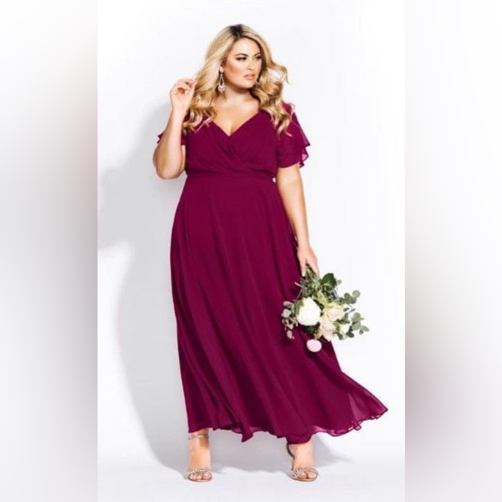 CITY CHIC- Sweet Wishes Maxi Dress - garnet- SIZE 20